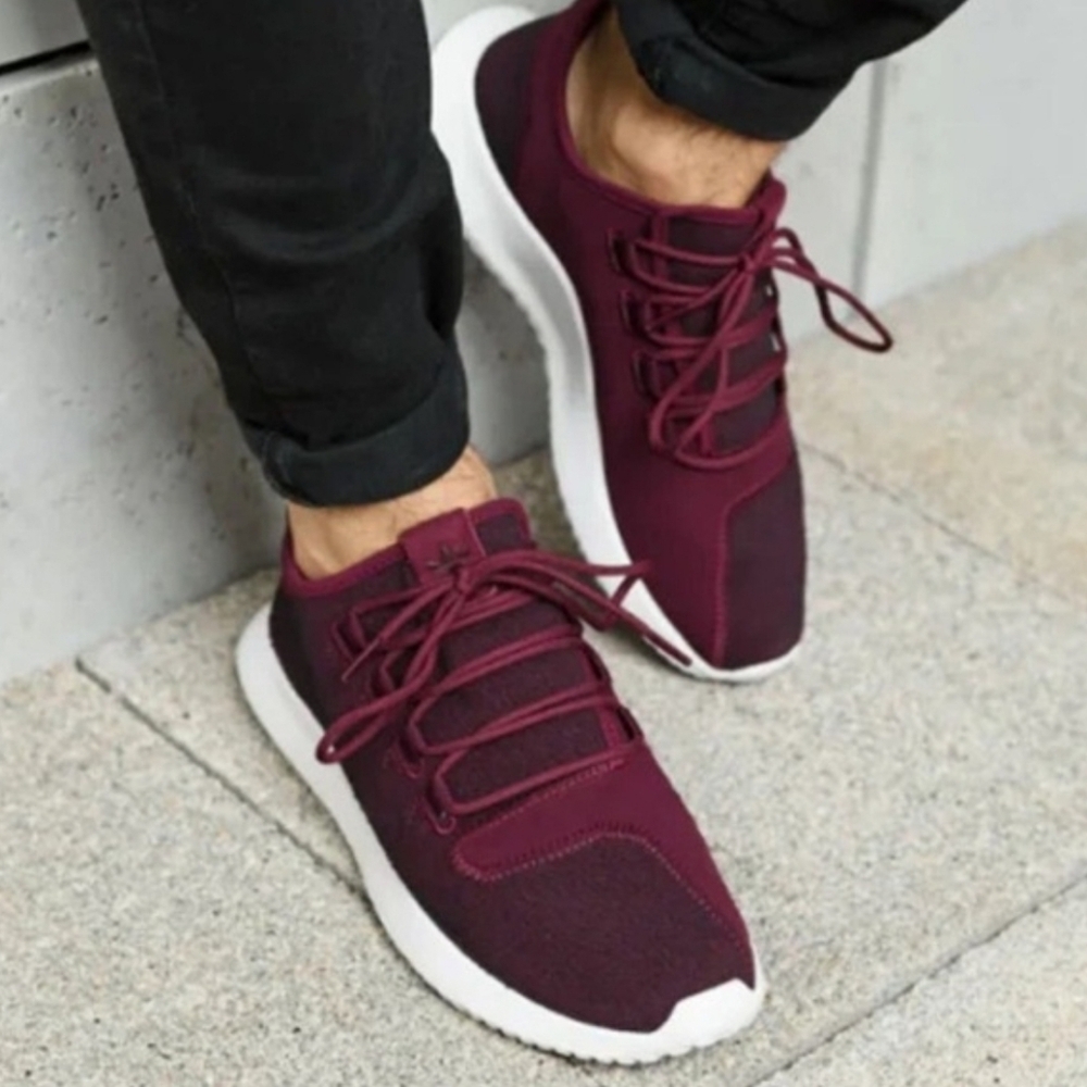 Adidas Tubular Shadow Men's Running Shoes Maroon White Athletic Sz 9.5